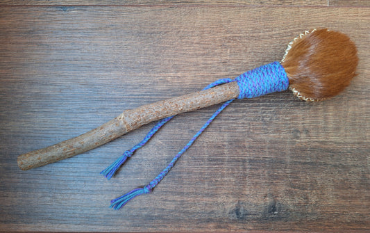 Horse hide and elder wood rattle