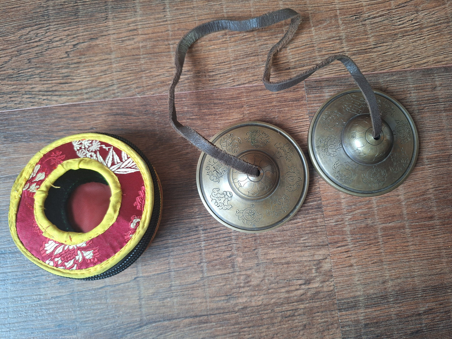 Tingsha bells Auspicious Symbols, with storage case