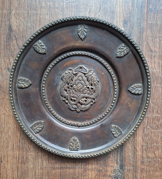 Red copper wallhanger Dragons and Stupa