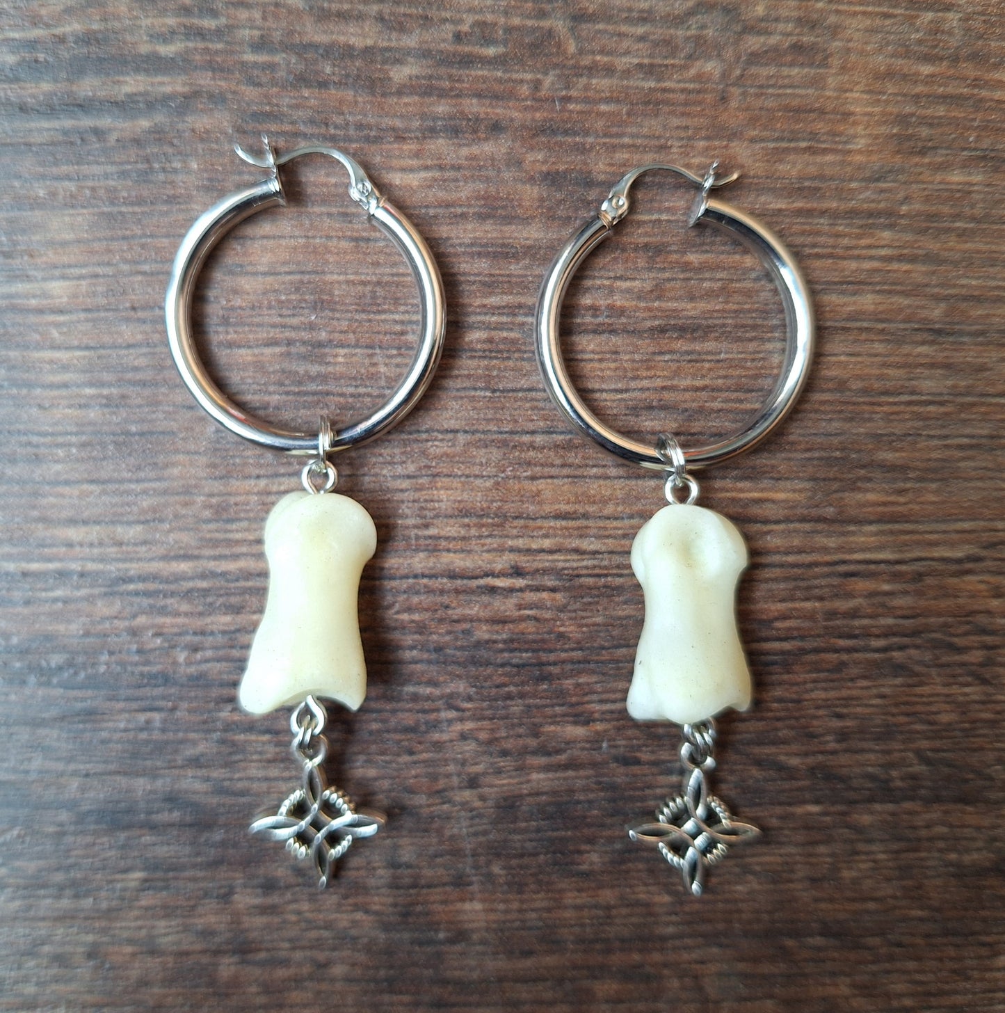 Roe deer foot bones amulet earrings