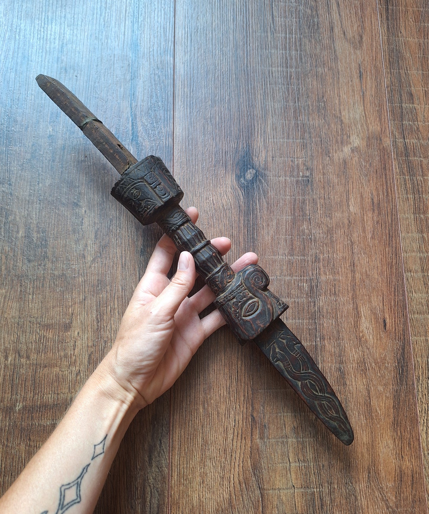 Vintage Nepalese dhyangro drum handle #2