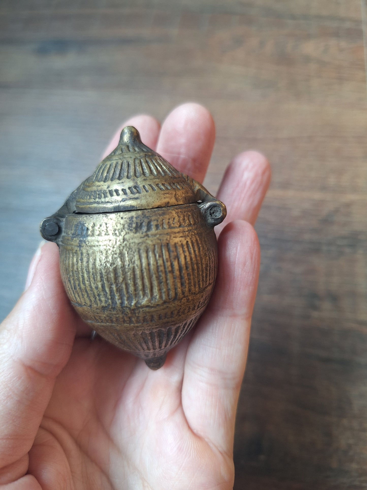 Old bronze Indian betel nut box