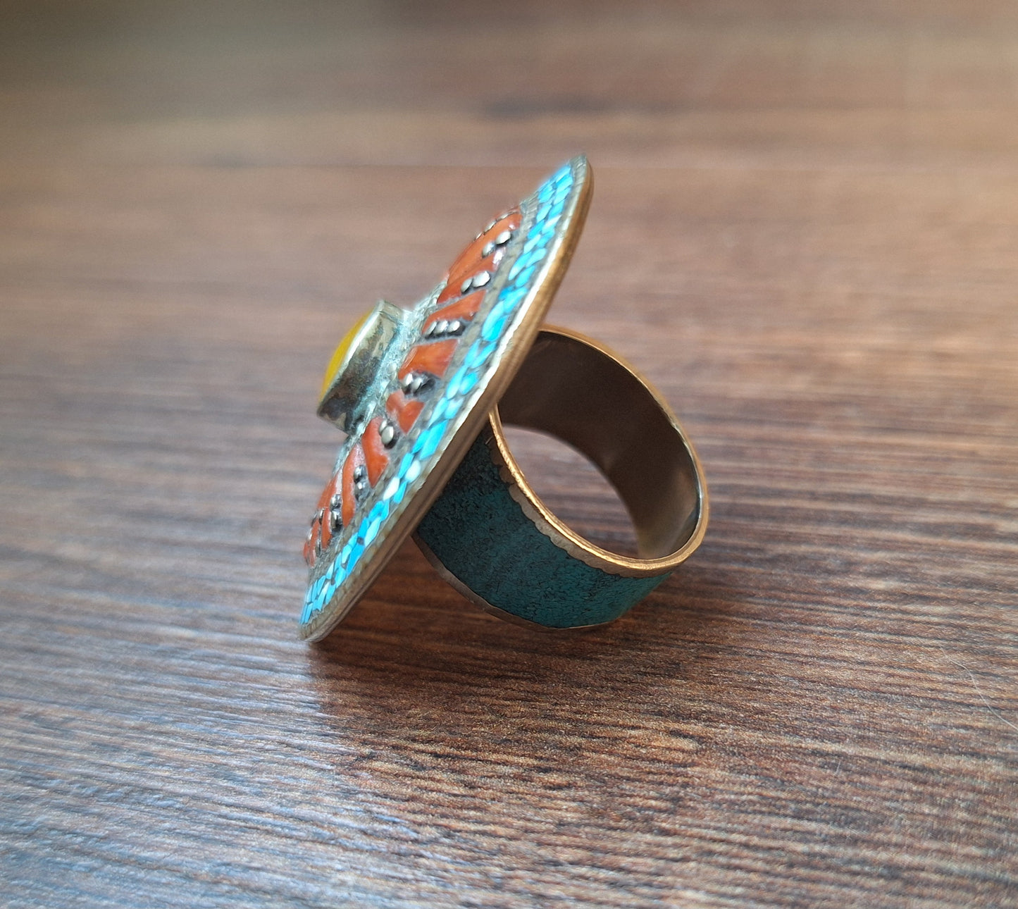 Tibetan silver and gemstone ring