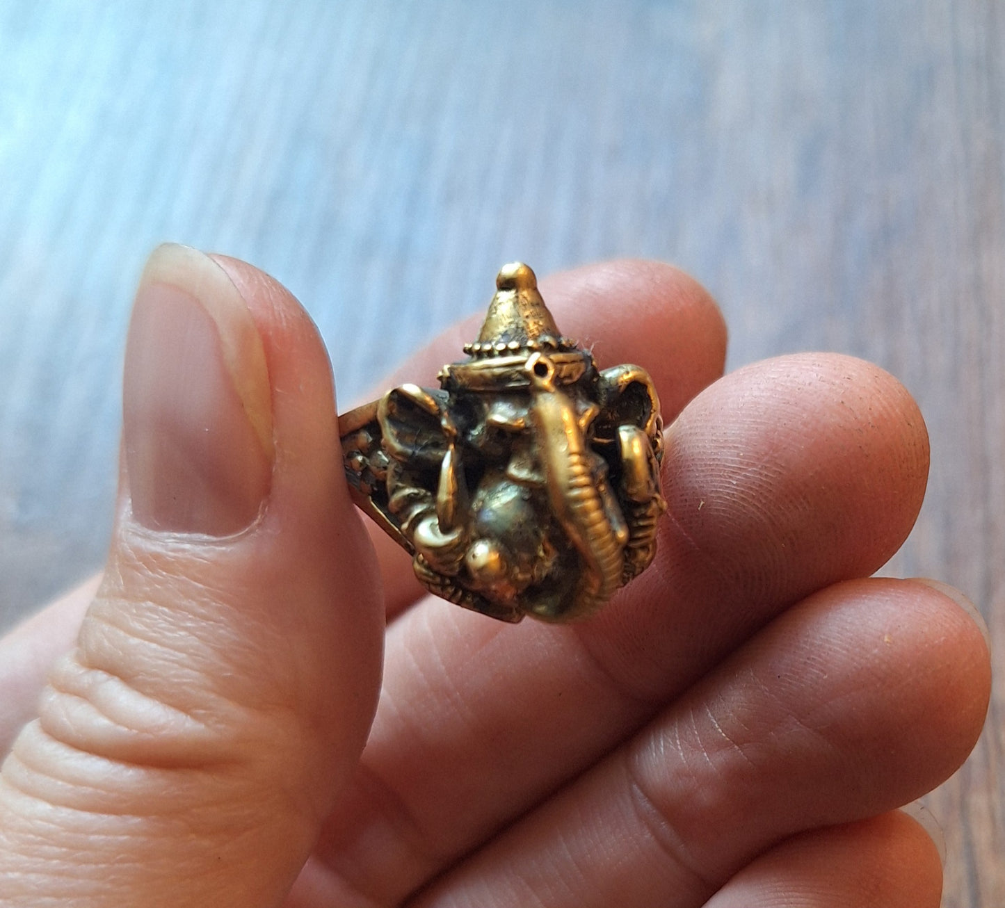 Brass ring Ganesha