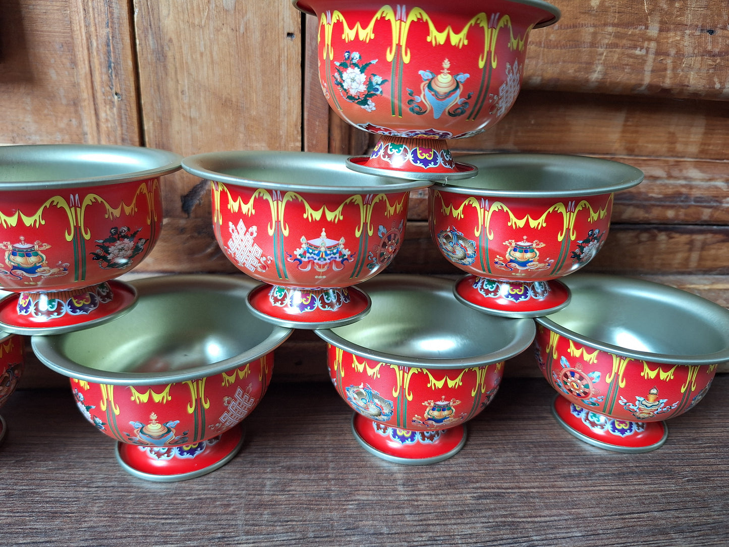 Aluminum offering bowl Eight Auspicious Symbols