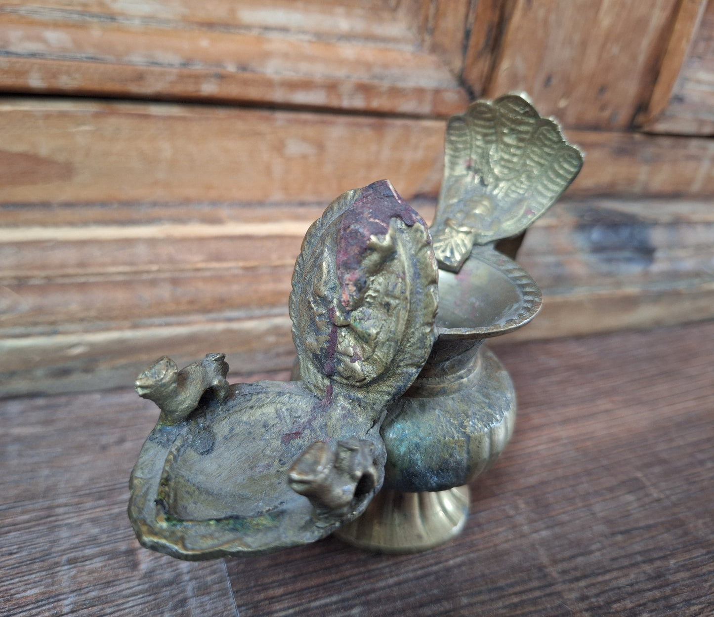 Vintage brass Nepalese sukunda oil lamp