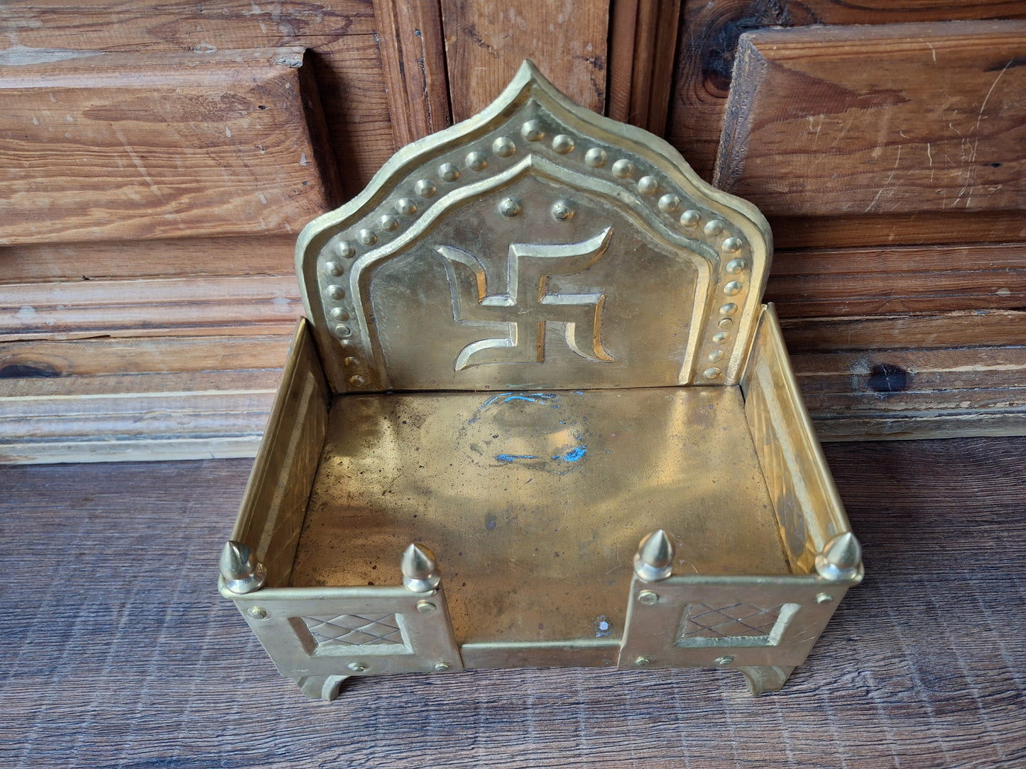 Vintage brass Singhasan home altar