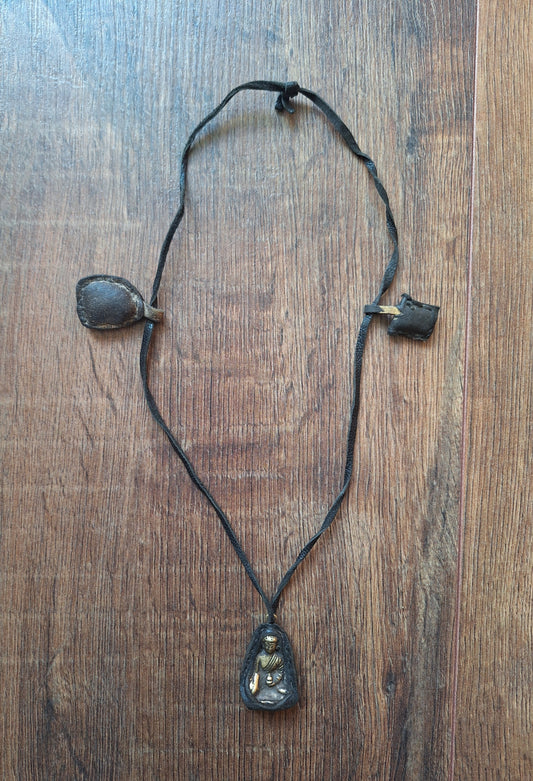 Vintage buddhist amulet necklace Amitabha Buddha