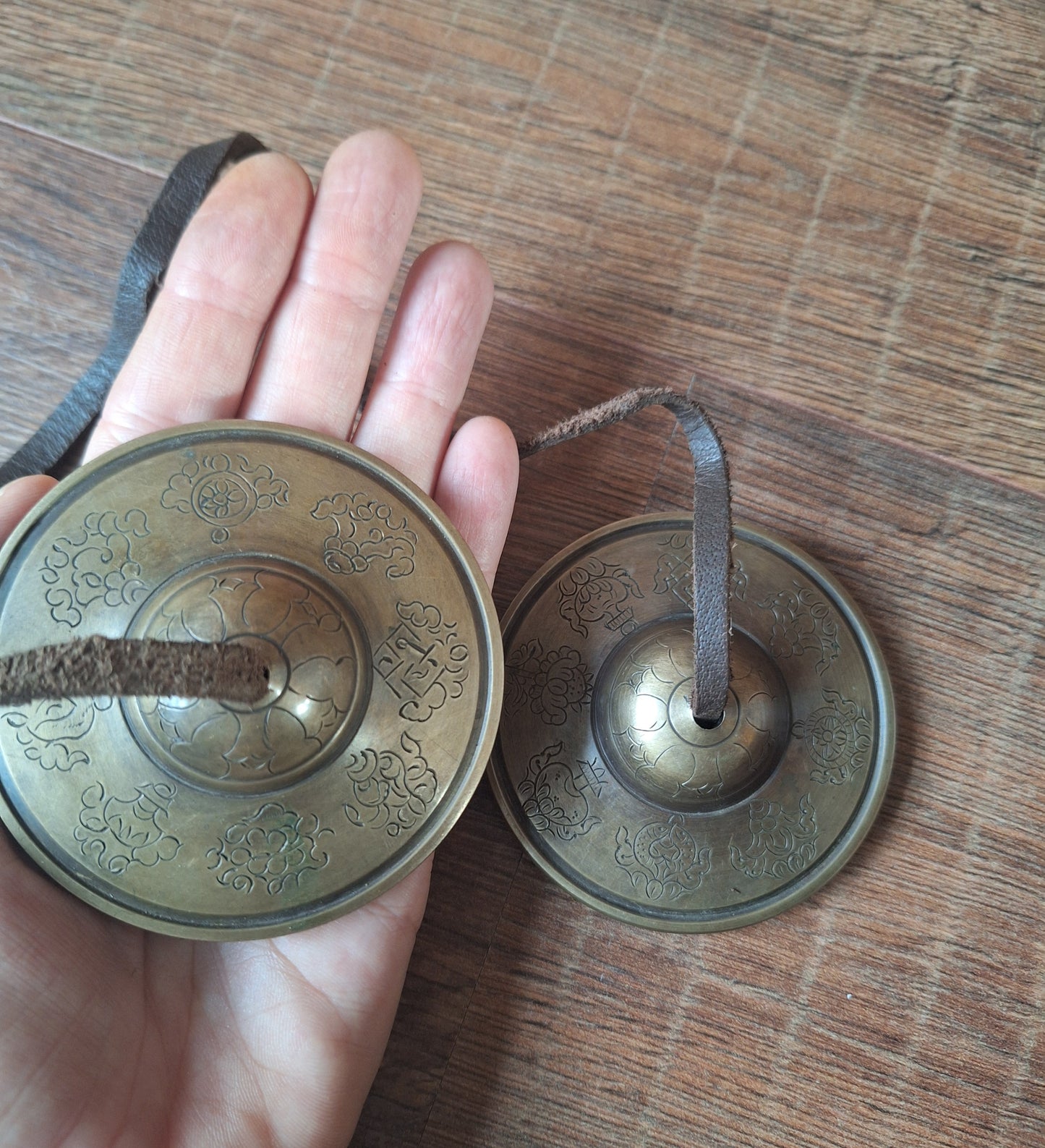 Tingsha bells Auspicious Symbols, with storage case