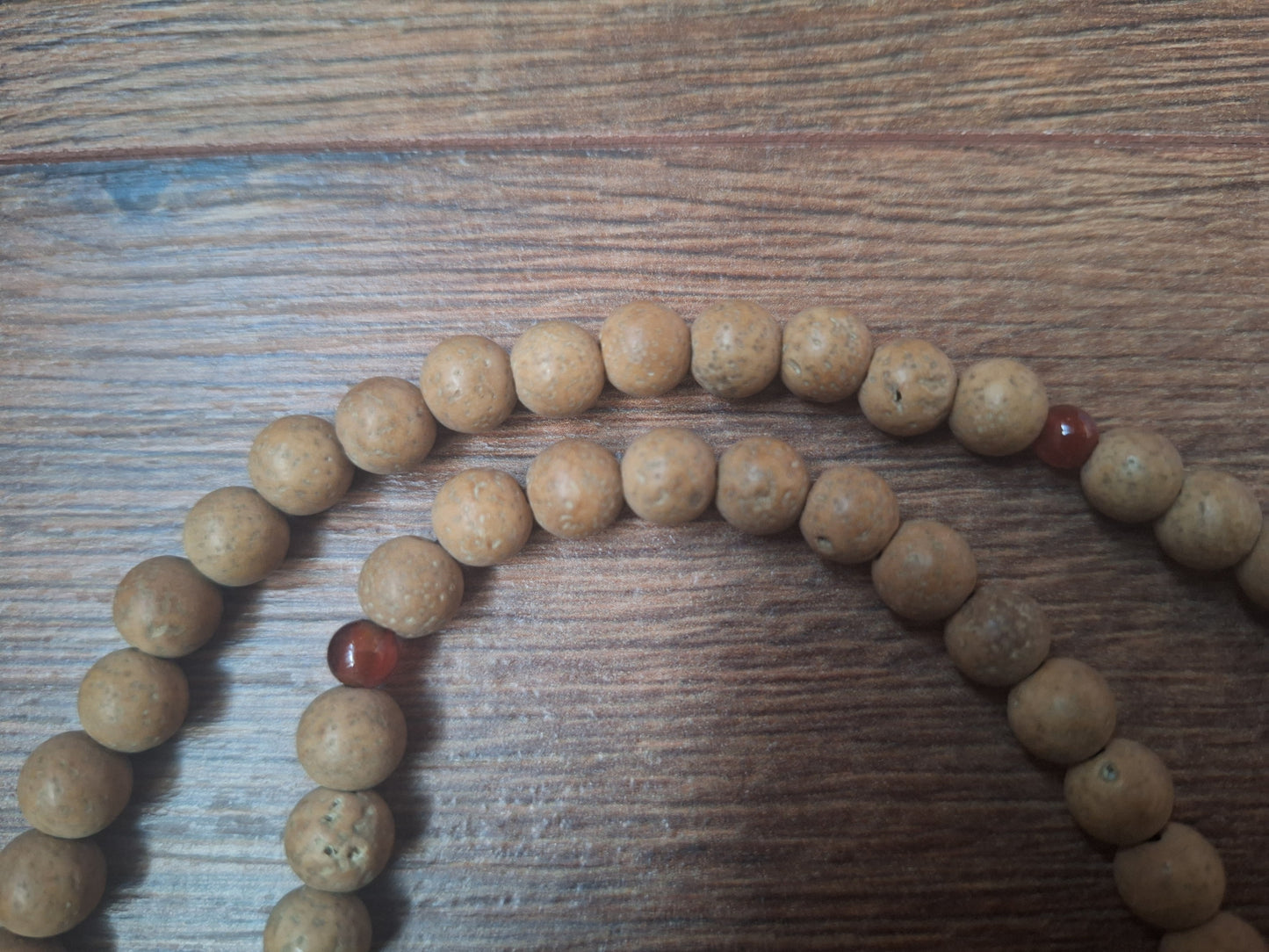 Vintage bodhi seed mala with Feet of the Buddha pendant