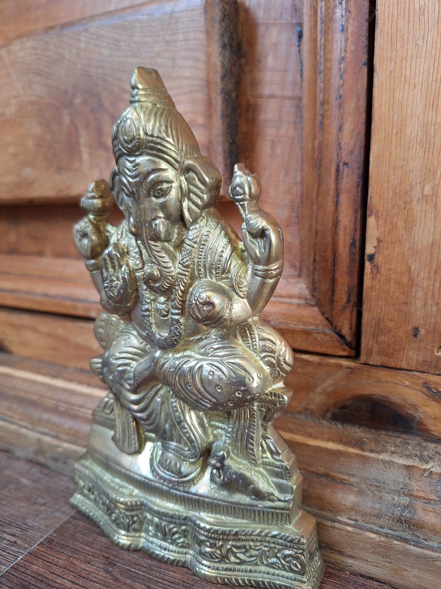 Brass Ganesha flat figurine #2