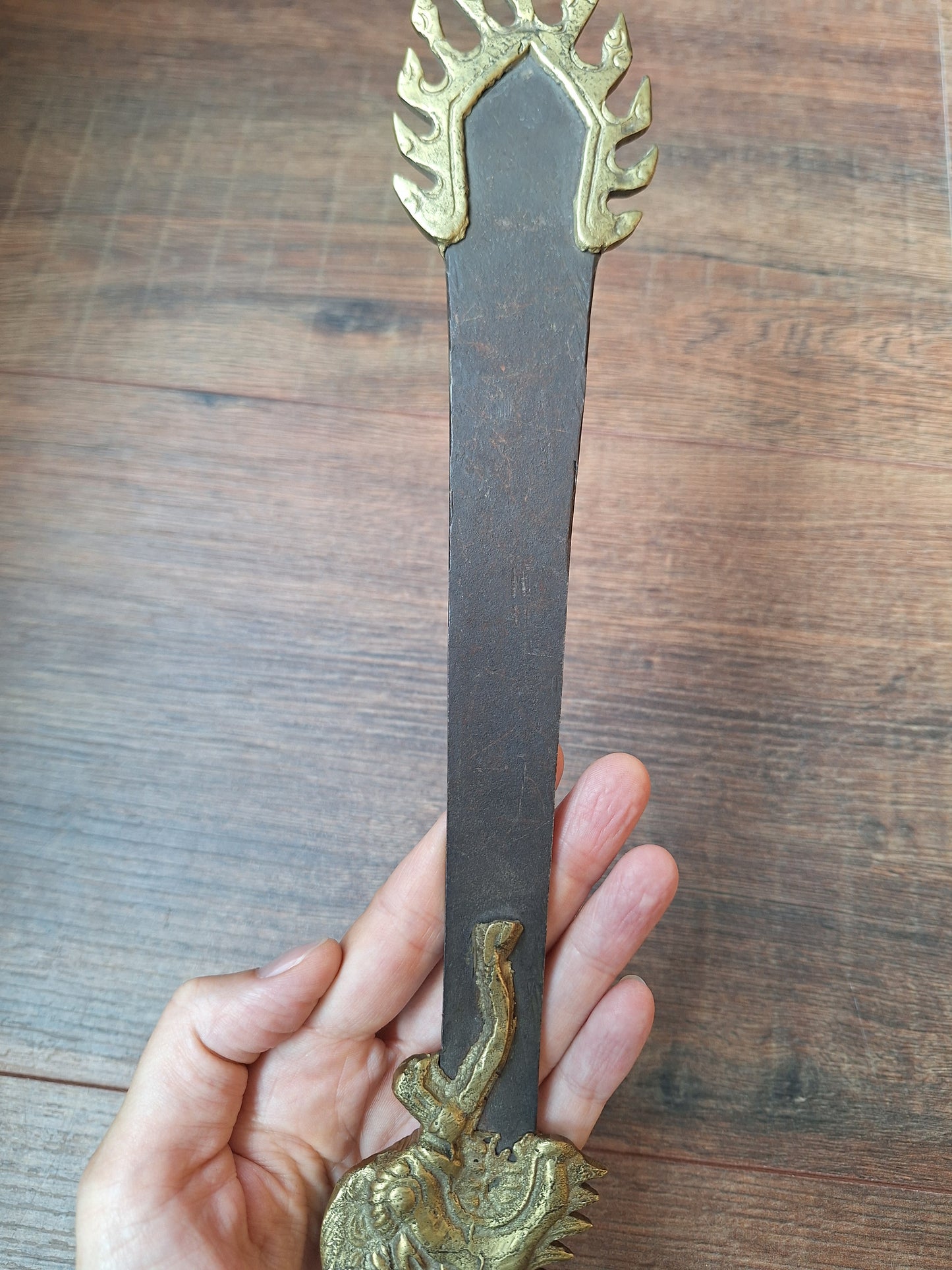 Vintage Tibetan iron and brass khadga #1
