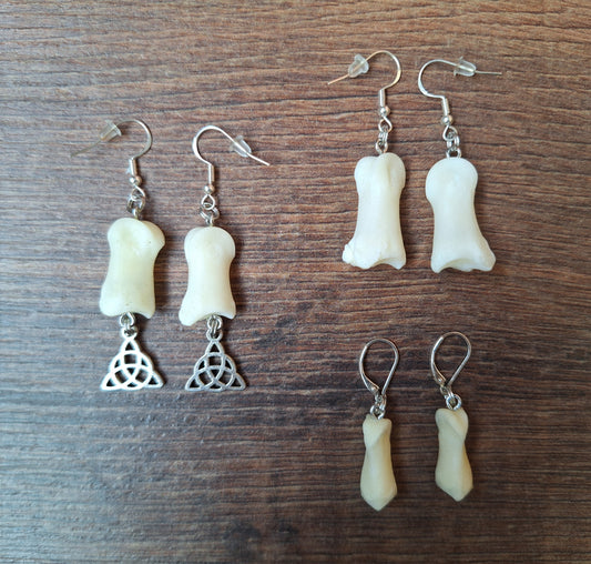Roe deer foot bones amulet earrings