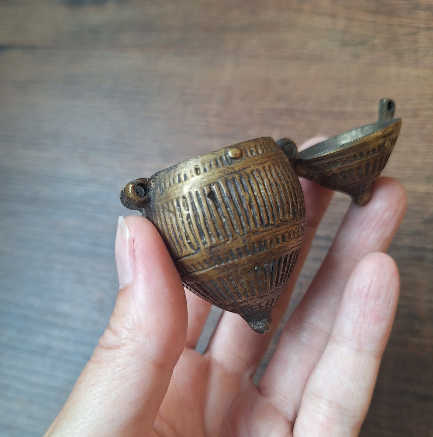 Old bronze Indian betel nut box