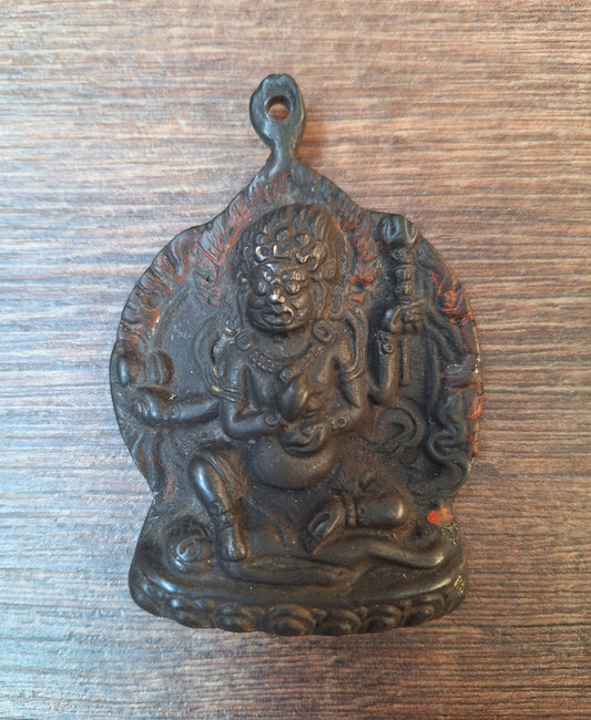 Vintage bronze Mahakala pendant