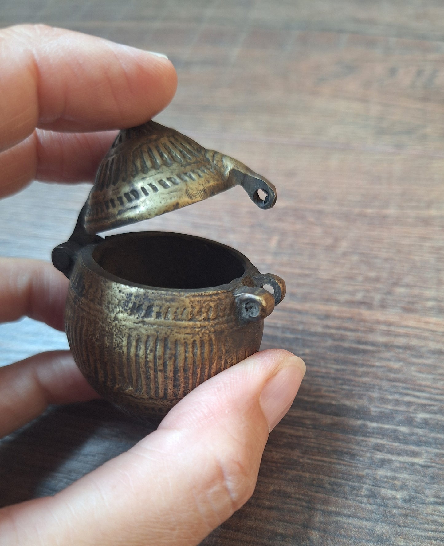 Old bronze Indian betel nut box