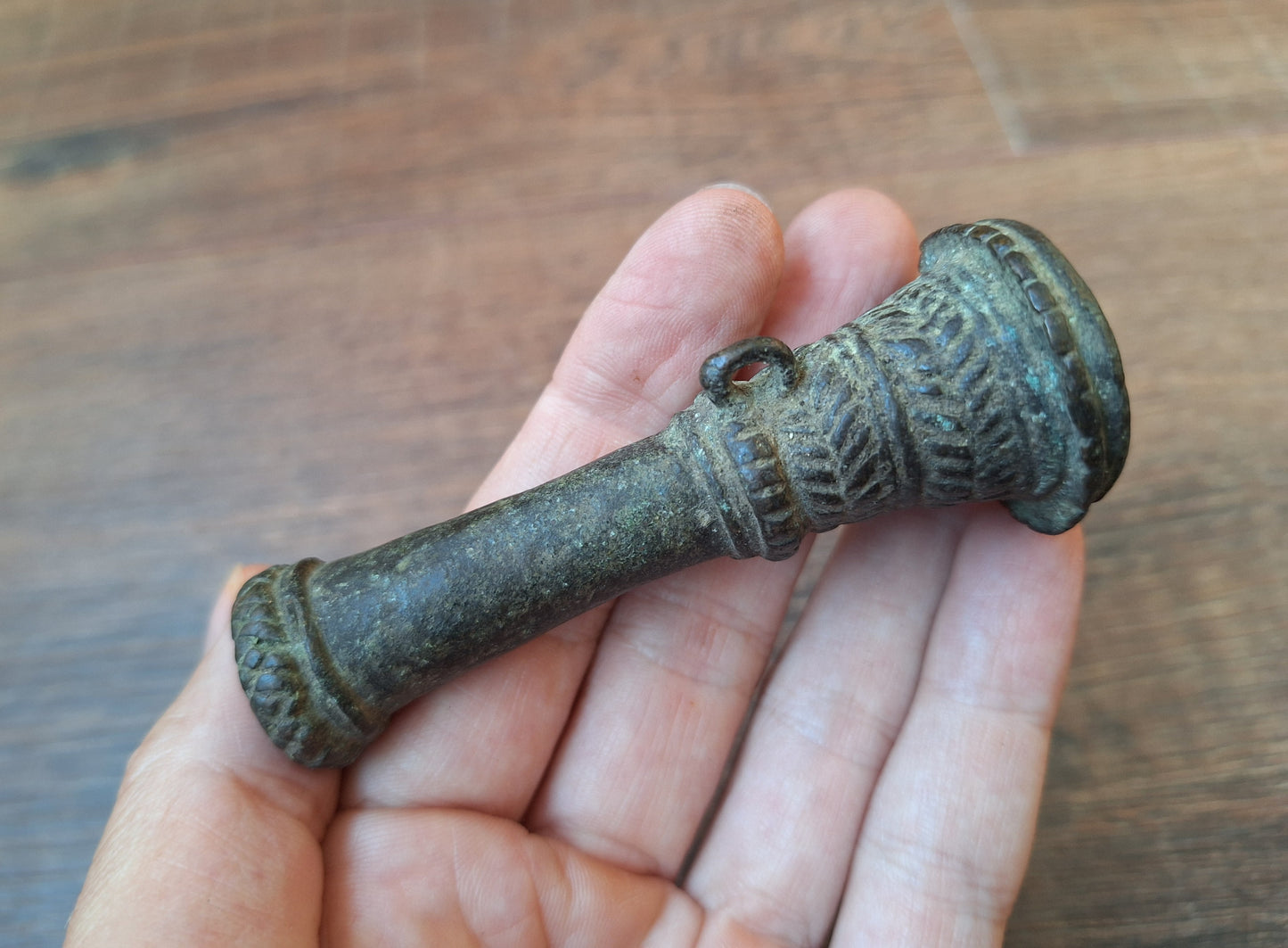 Antique bronze chillum pipe #2
