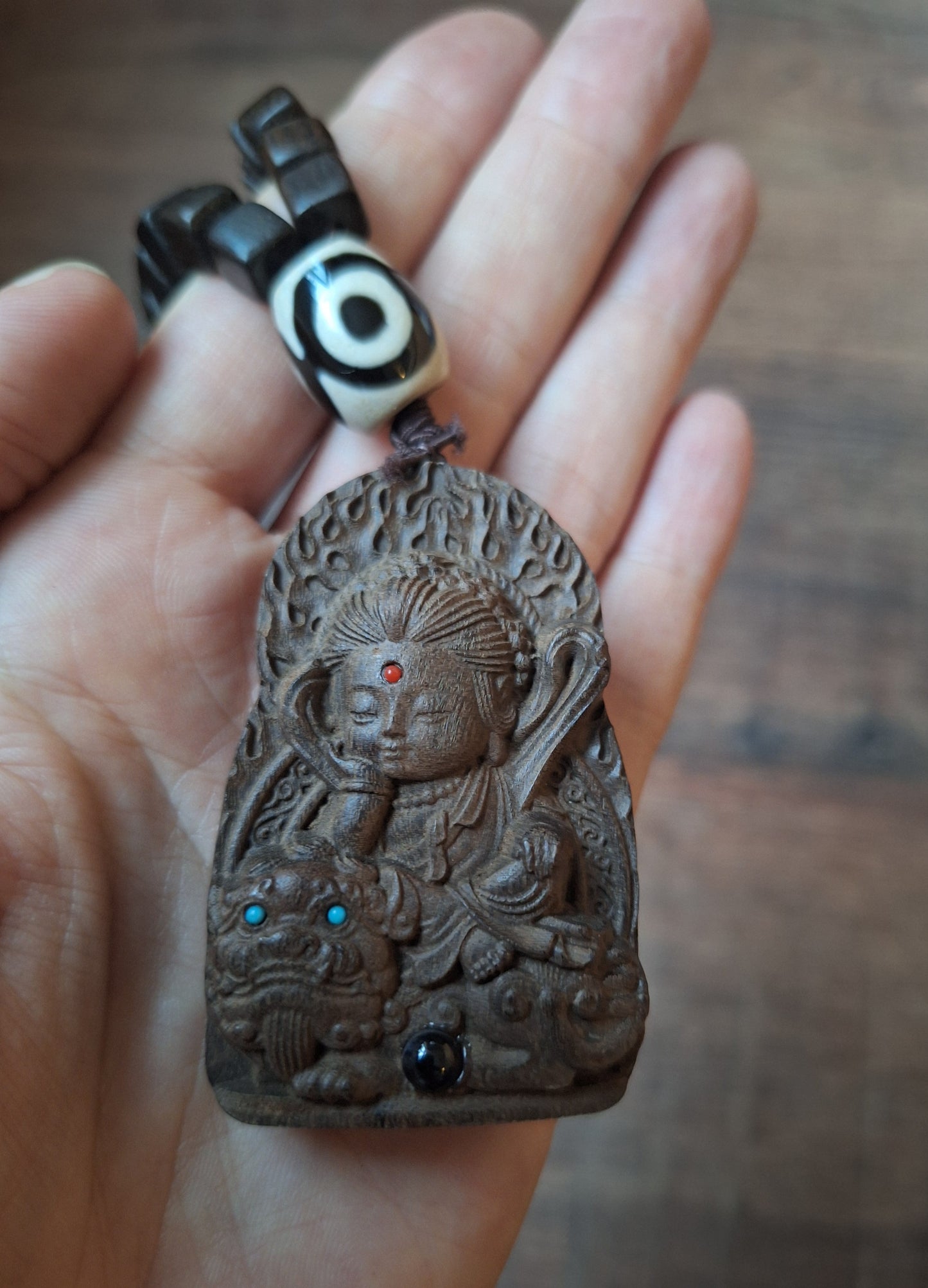 Wooden mala with Guanyin pendant