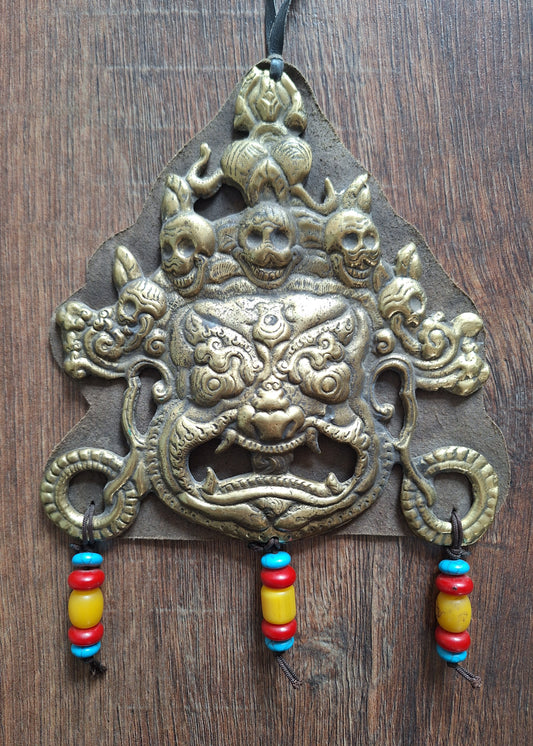 Vintage brass Mahakala wallhanger