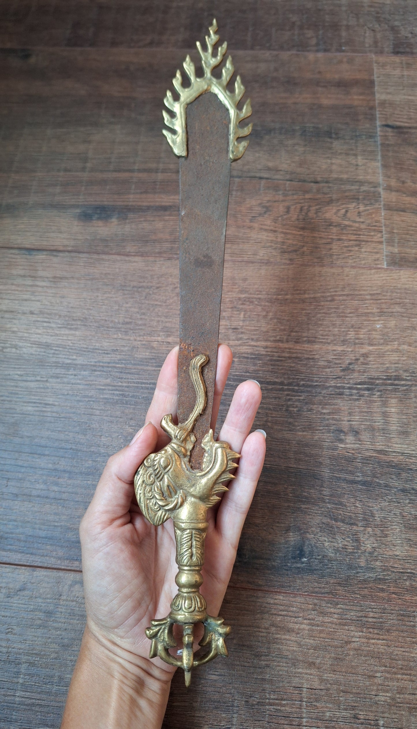 Vintage Tibetan iron and brass khadga #2