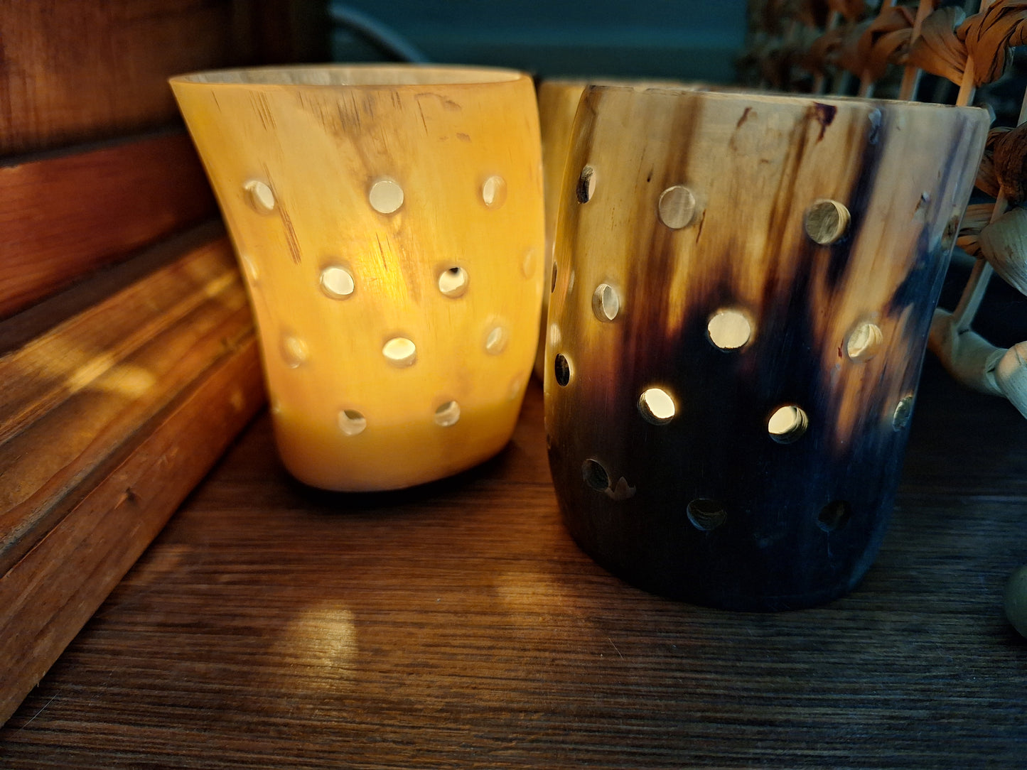 Cow horn candle holders