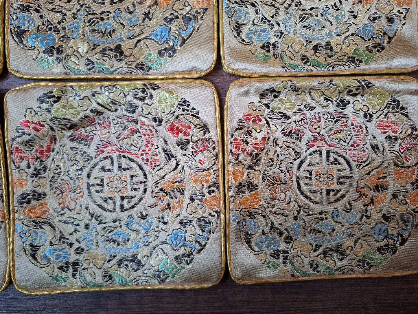 Chinese brocade coasters, set of 6