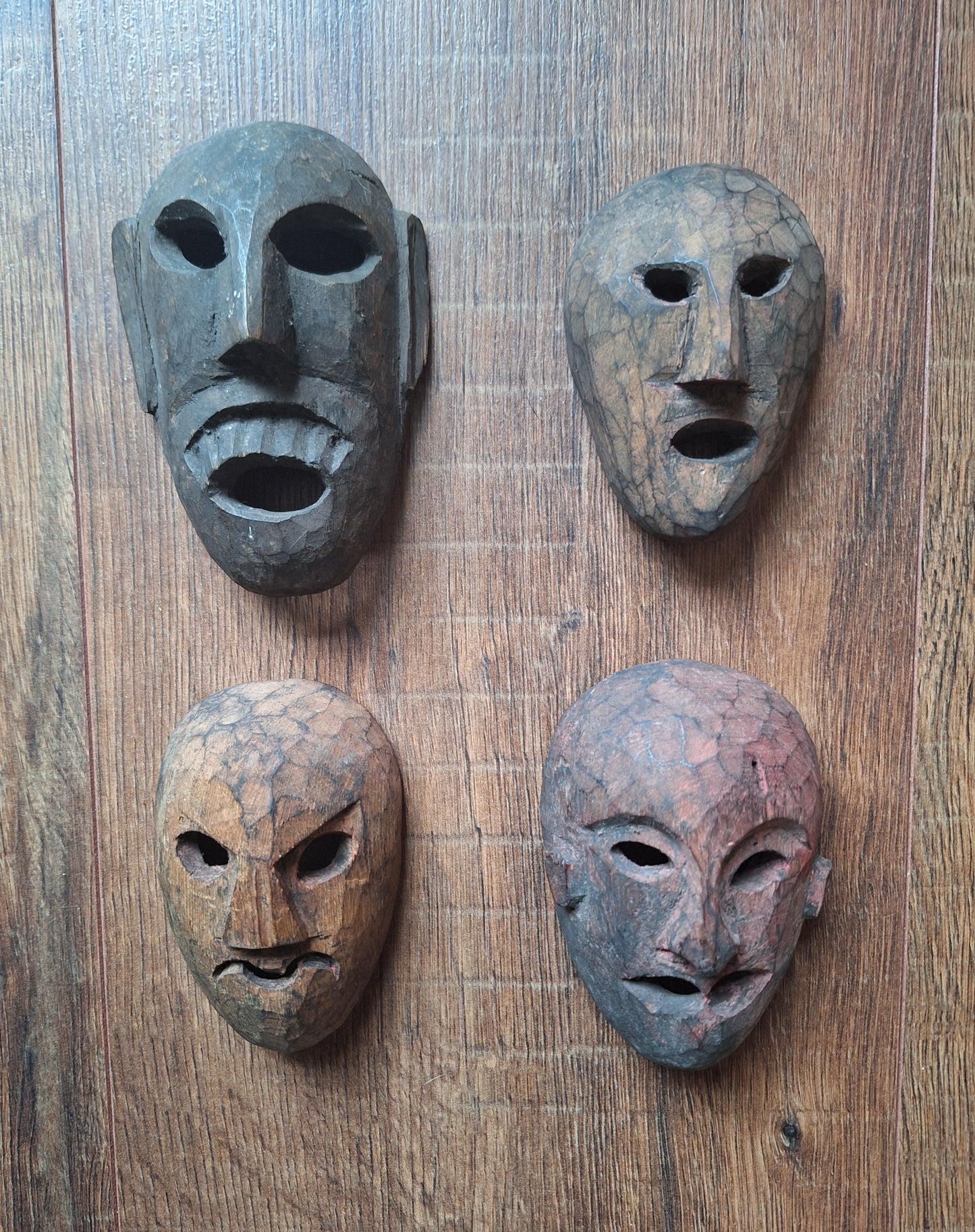 Vintage small wooden spirit masks