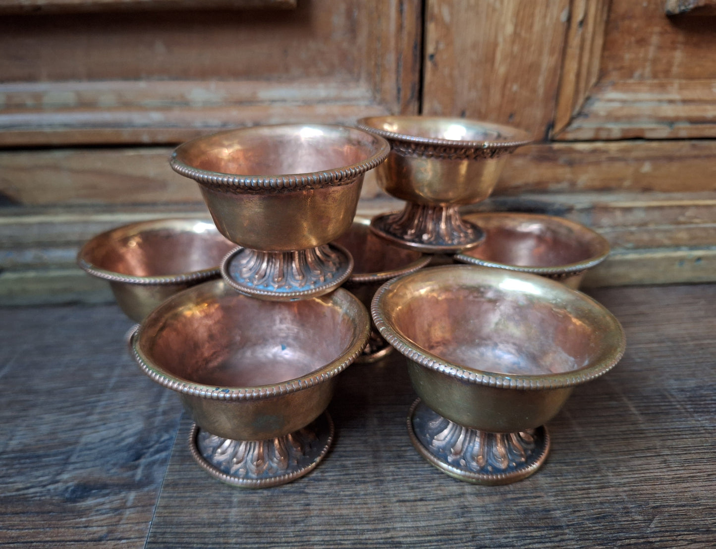 Vintage red copper offering bowl