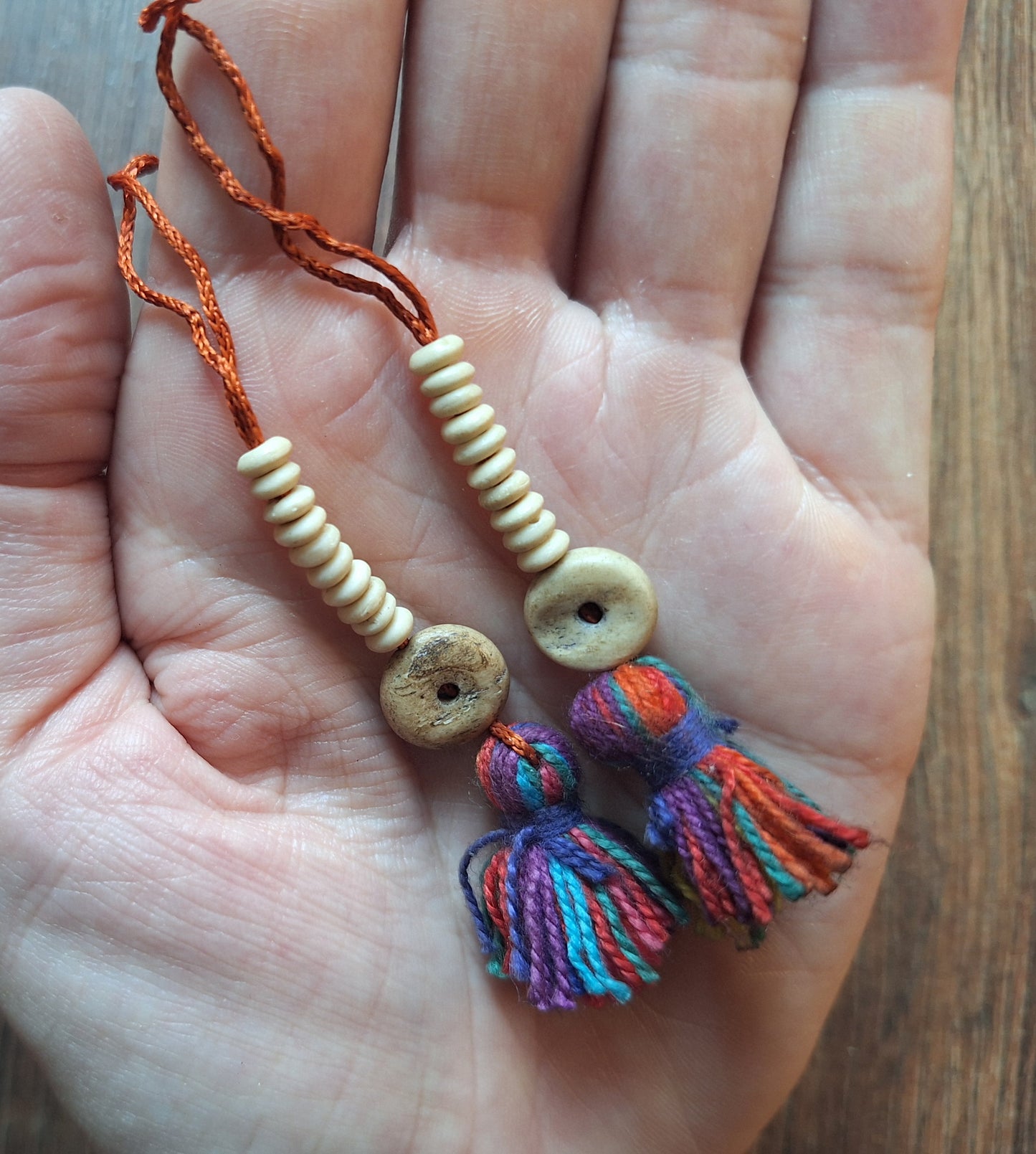 Vintage yak bone mala counters, set of 2