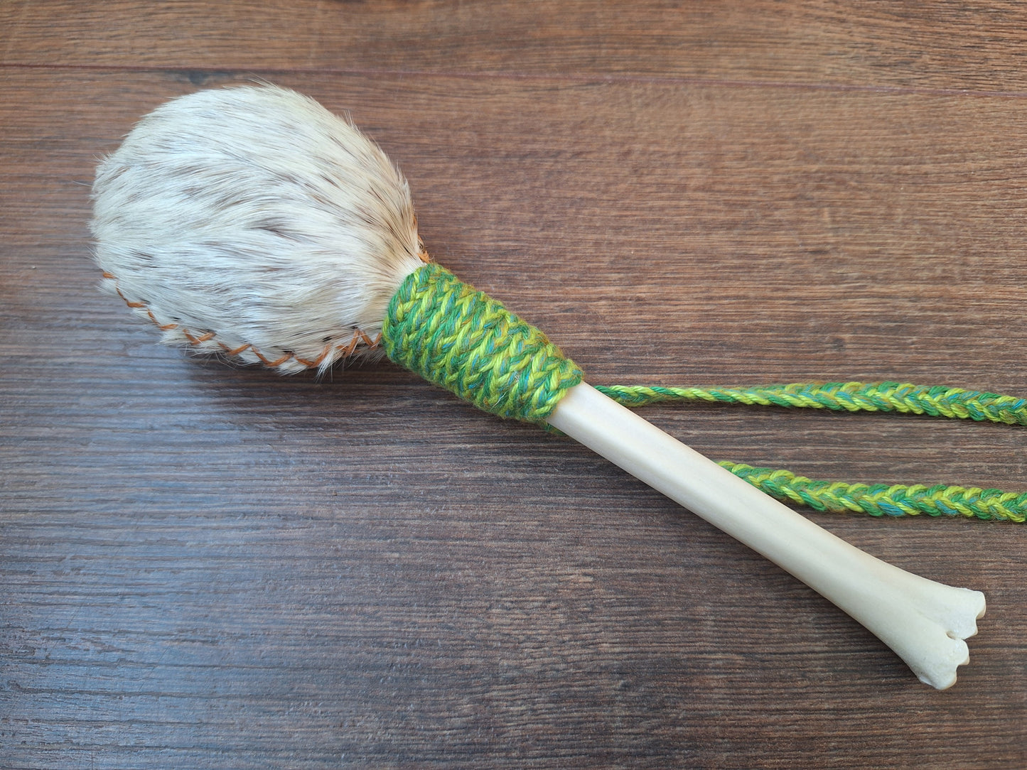 Horse hide and roe deer leg bone rattle