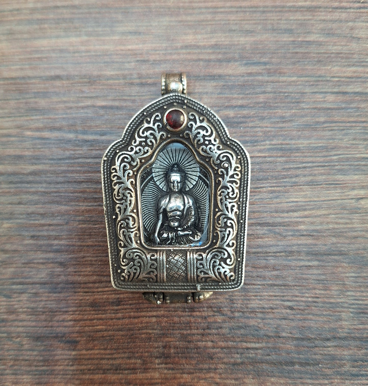 Vintage Tibetan silver gau pendant Shakyamuni Buddha