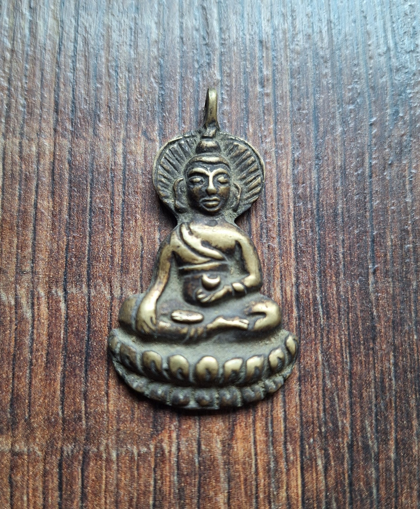 Vintage bronze pendant Shakyamuni Buddha