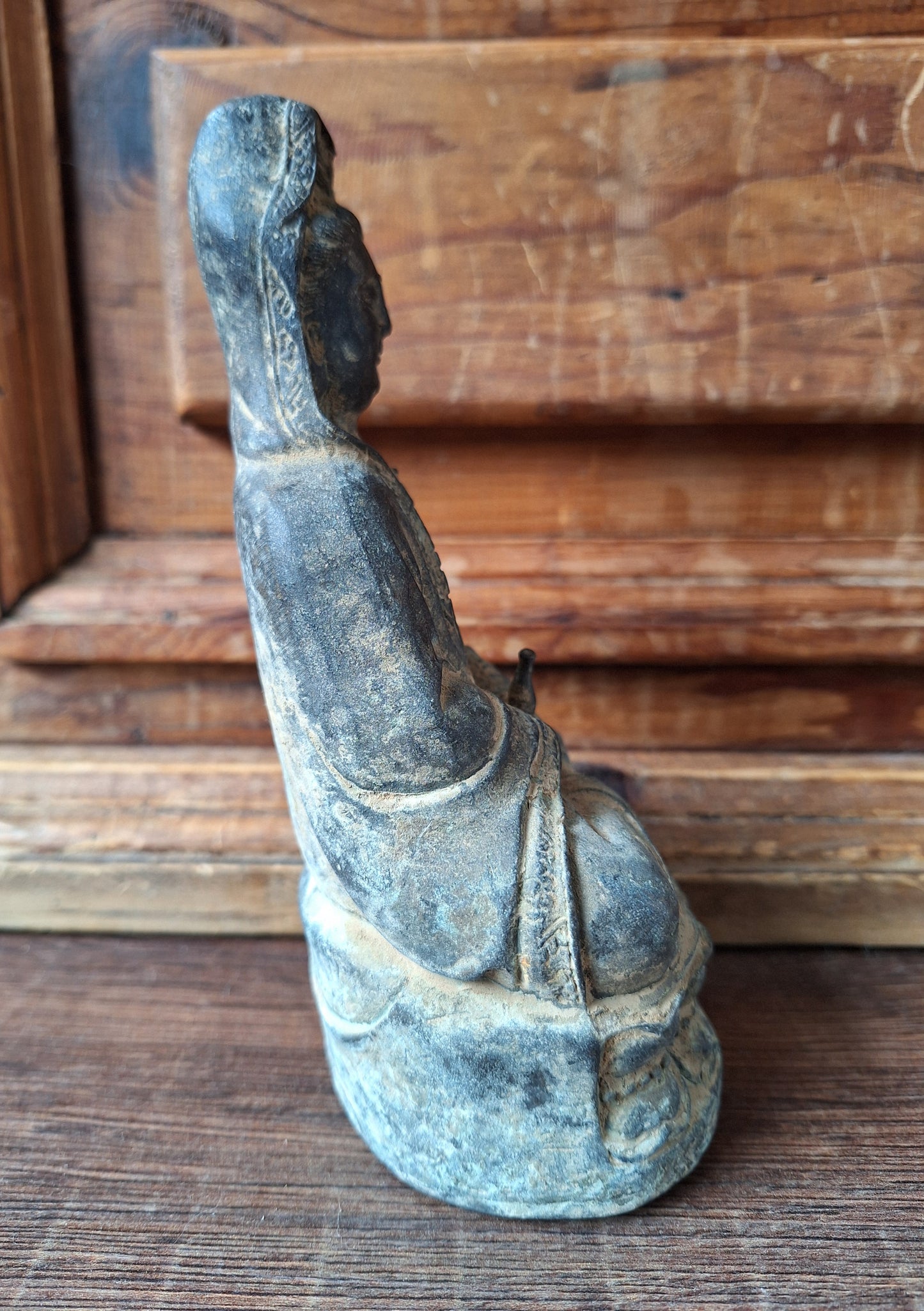 Old bronze Guanyin statue
