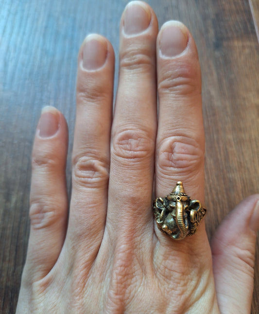 Brass ring Ganesha