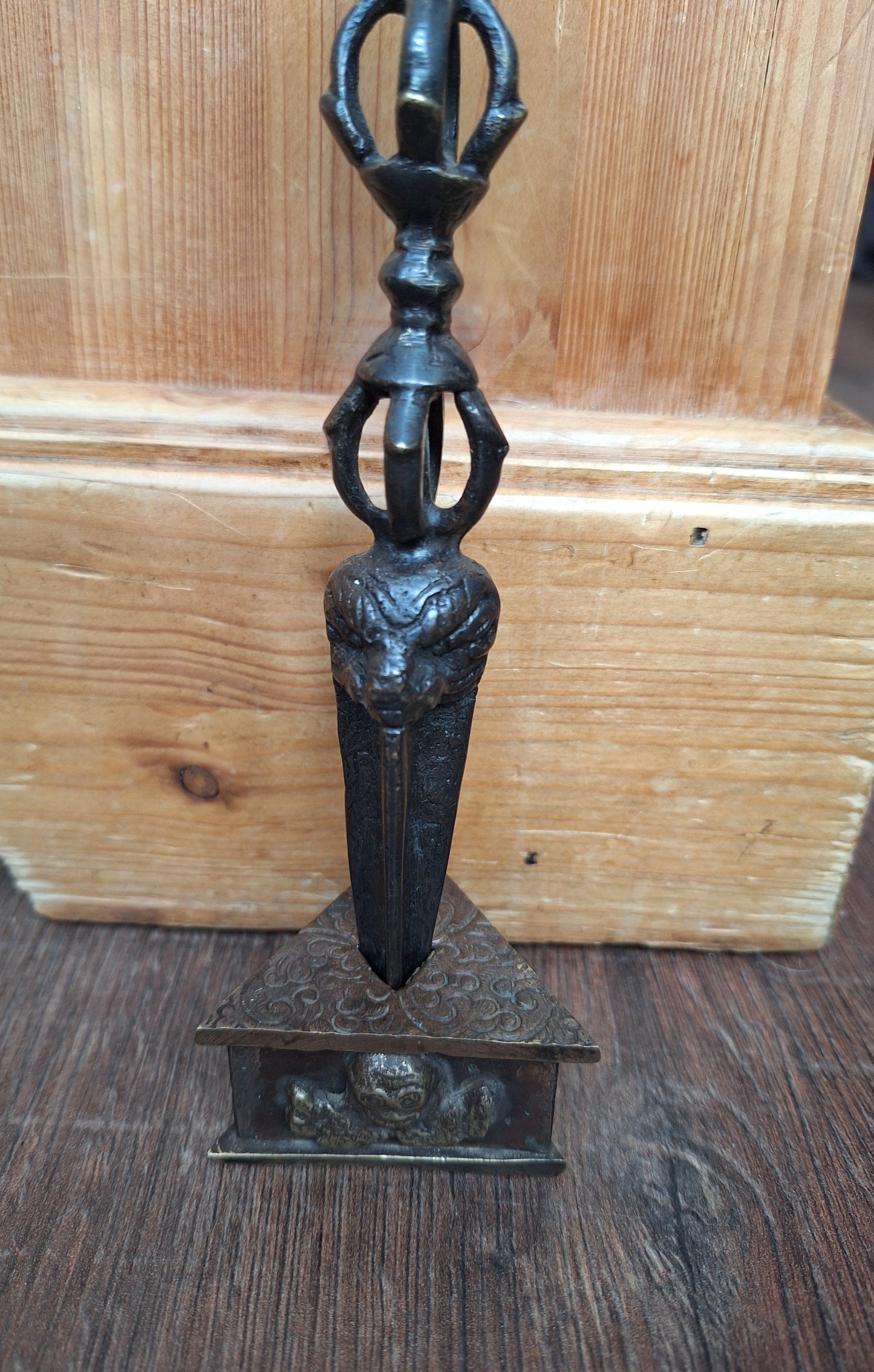 Vintage bronze phurba #11, with stand
