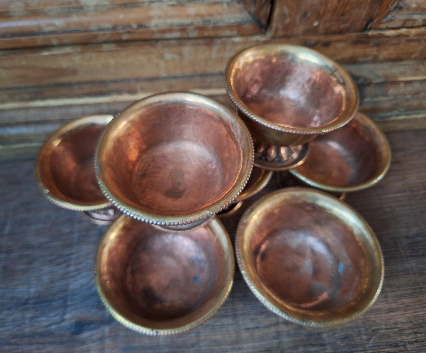 Vintage red copper offering bowl