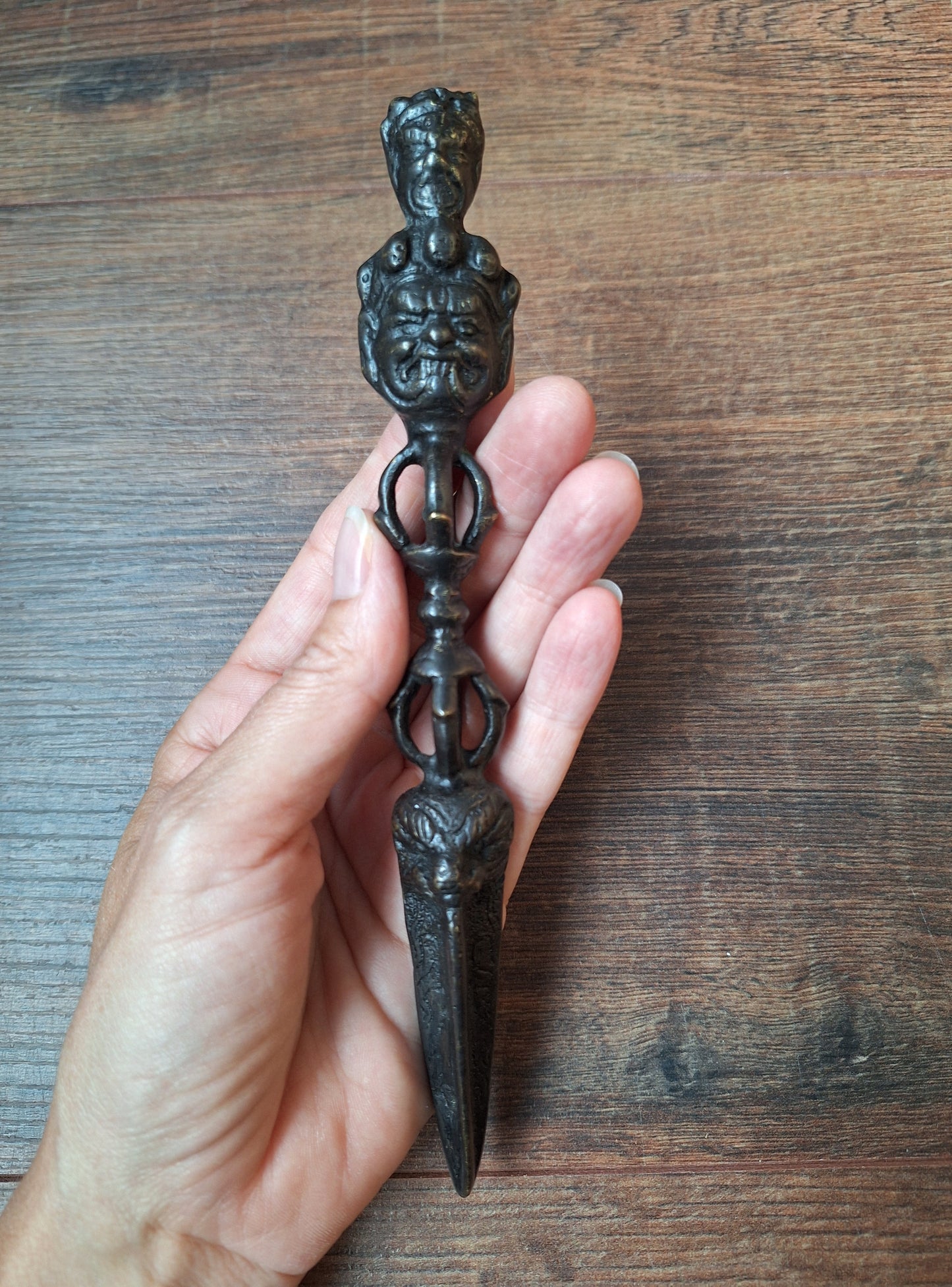 Vintage bronze phurba #11, with stand