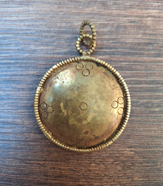 Vintage Tibetan brass mirror Dzogchen 47 millimeters