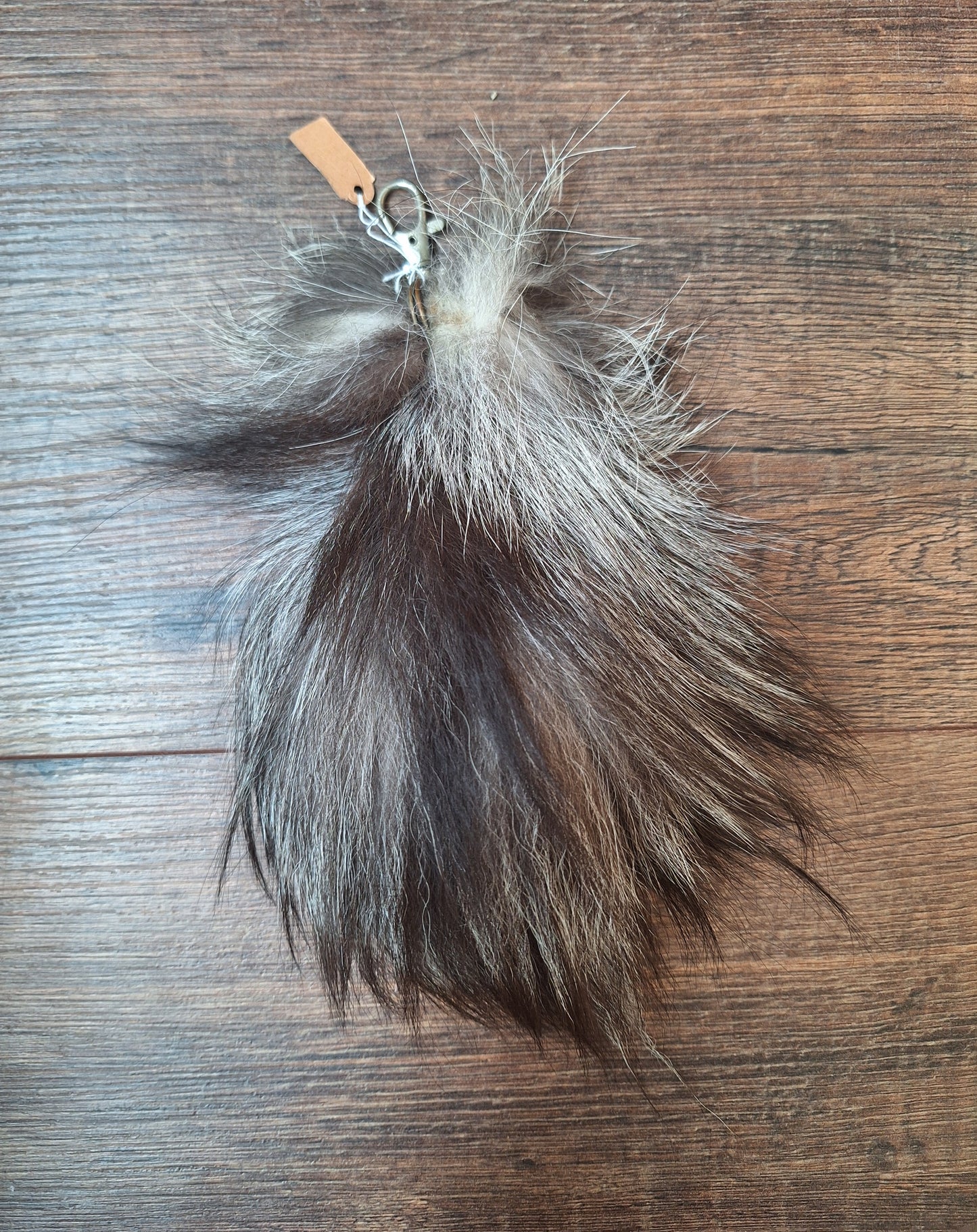 Silverfox tail tip keychains