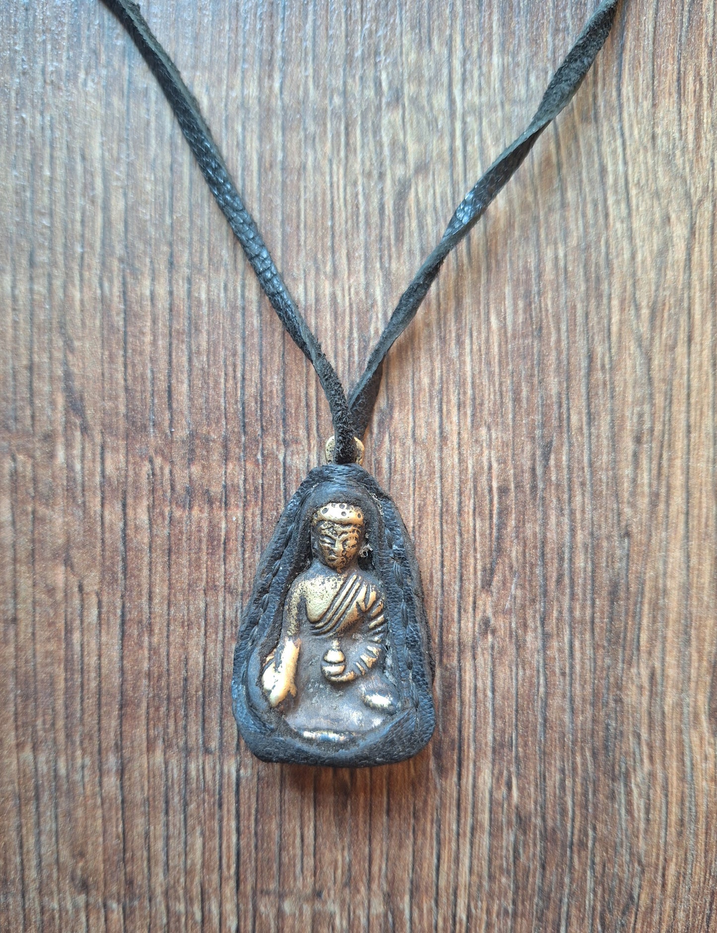 Vintage buddhist amulet necklace Amitabha Buddha