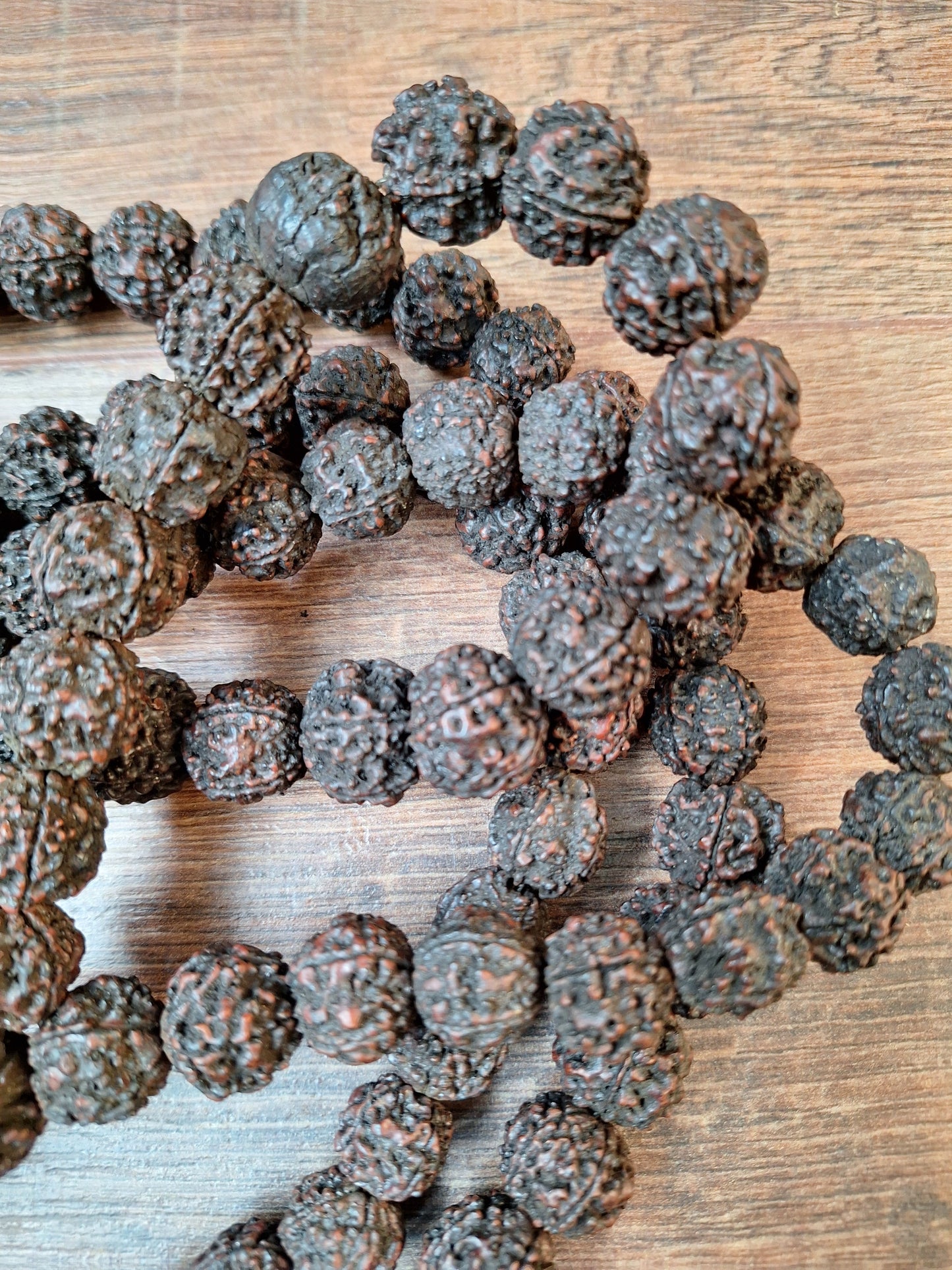Vintage Nepalese rudraksha mala with horn pendant