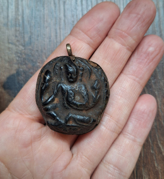 Vintage Nepalese glass pendant Tara
