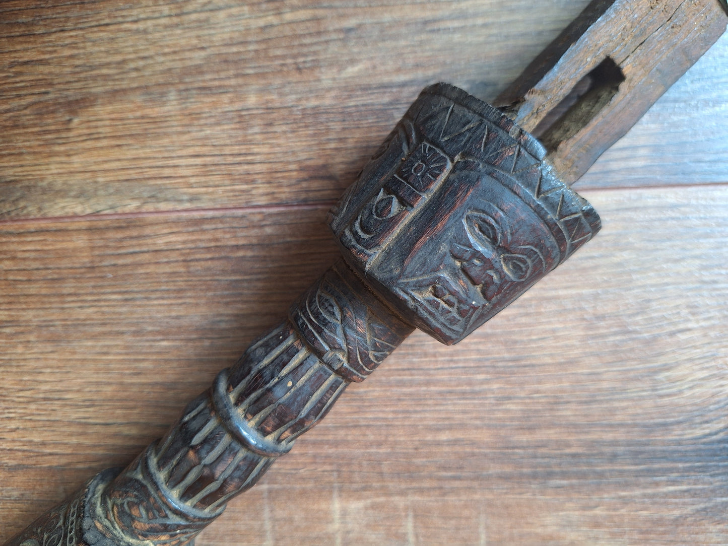 Vintage Nepalese dhyangro drum handle #2