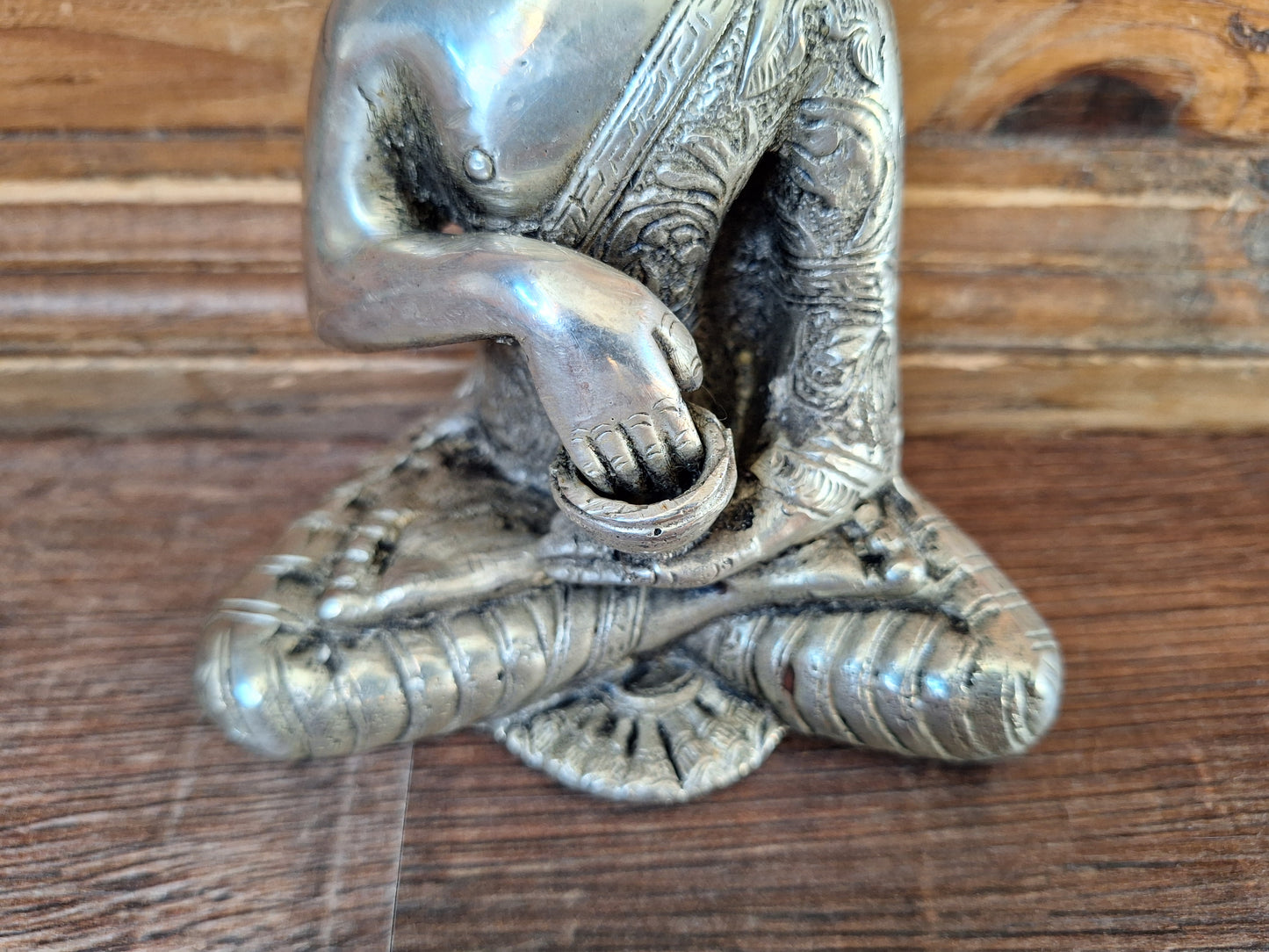 Vintage white metal Shakyamuni Buddha statue
