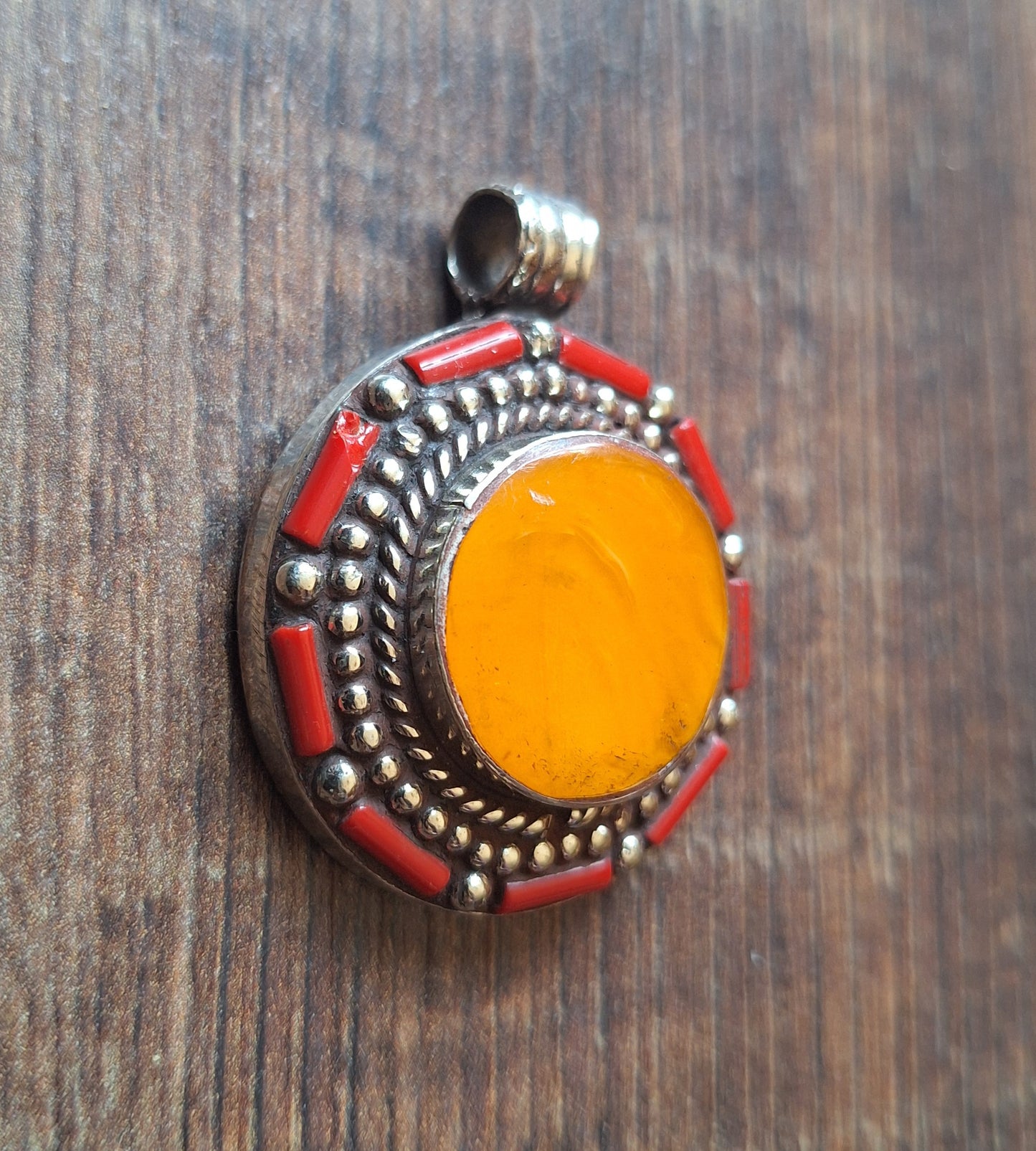 Tibetan silver and gemstone pendant