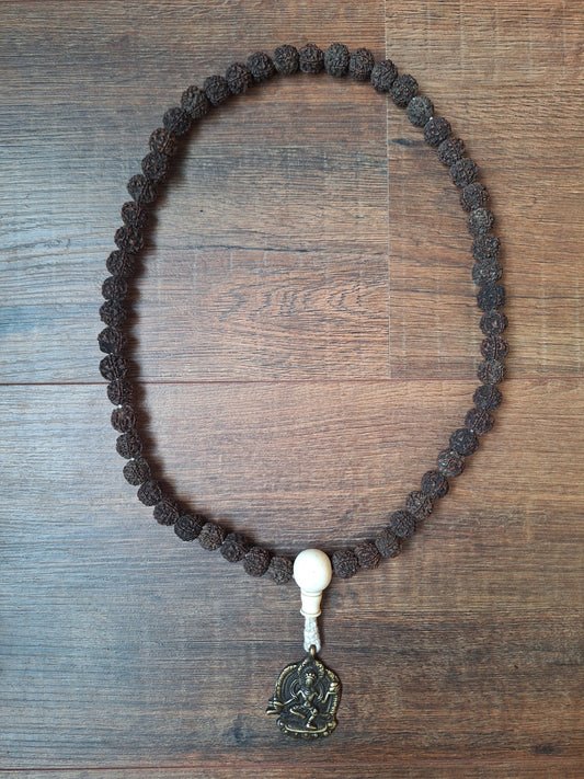 Vintage Nepalese rudraksha mala with Vajravarahi pendant