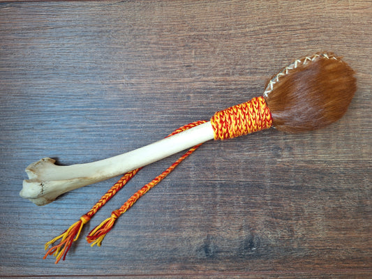 Horse hide and red deer leg bone rattle