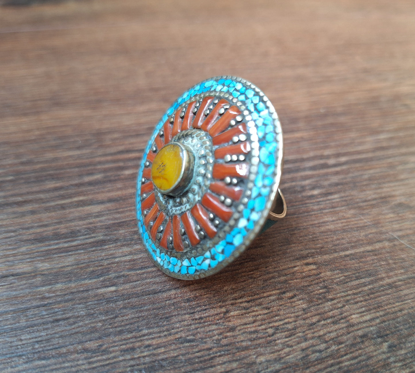 Tibetan silver and gemstone ring