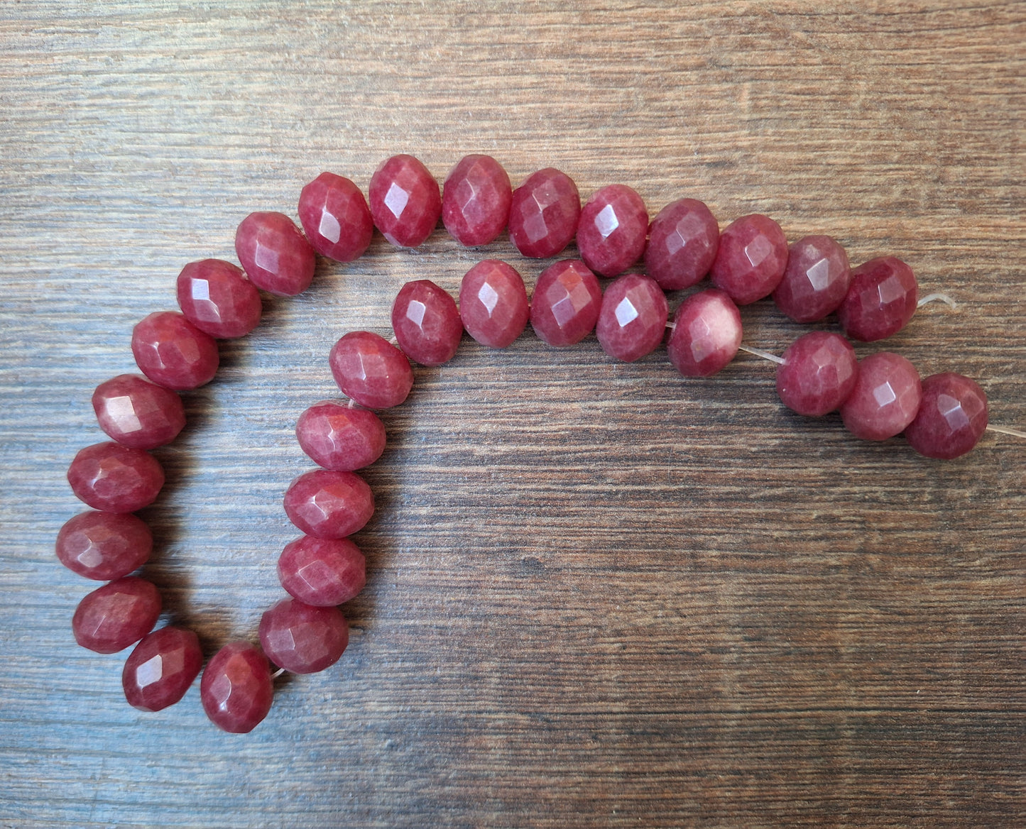 Faceted ruby bead strand