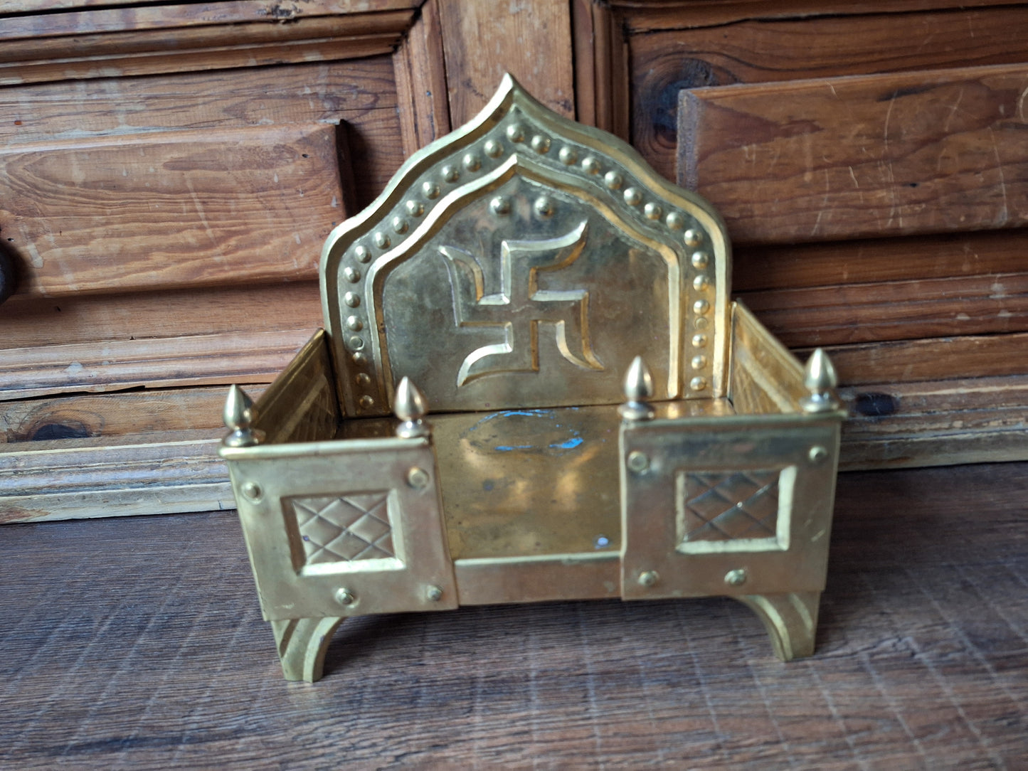 Vintage brass Singhasan home altar